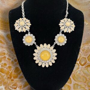 Lia Sophia Sunflower Adjustable Statement Necklace Yellow Summer Event Fun